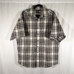 Panhandle Slim Western Shirt Men's XL Brown Plaid Button Up Short Sleeve